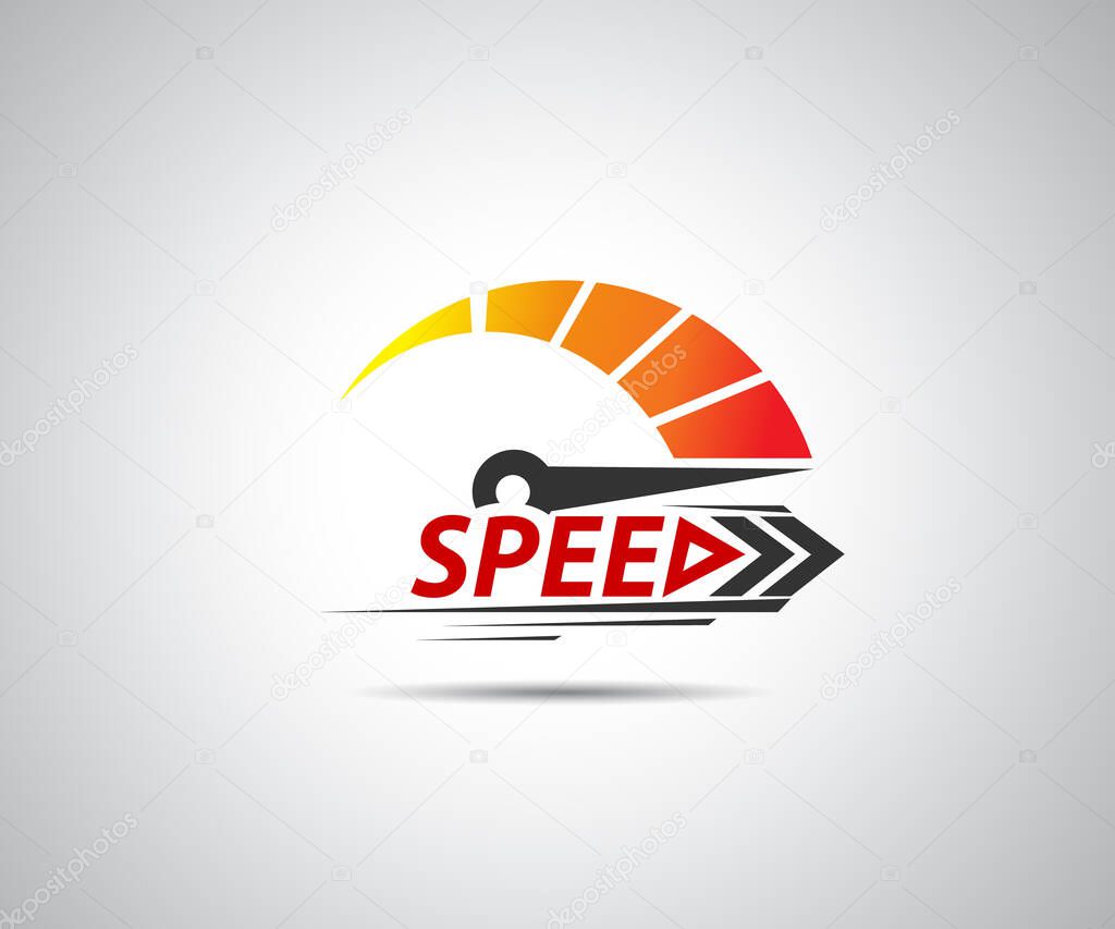 Speed, vector logo racing event, with the main elements of the modification speedometer