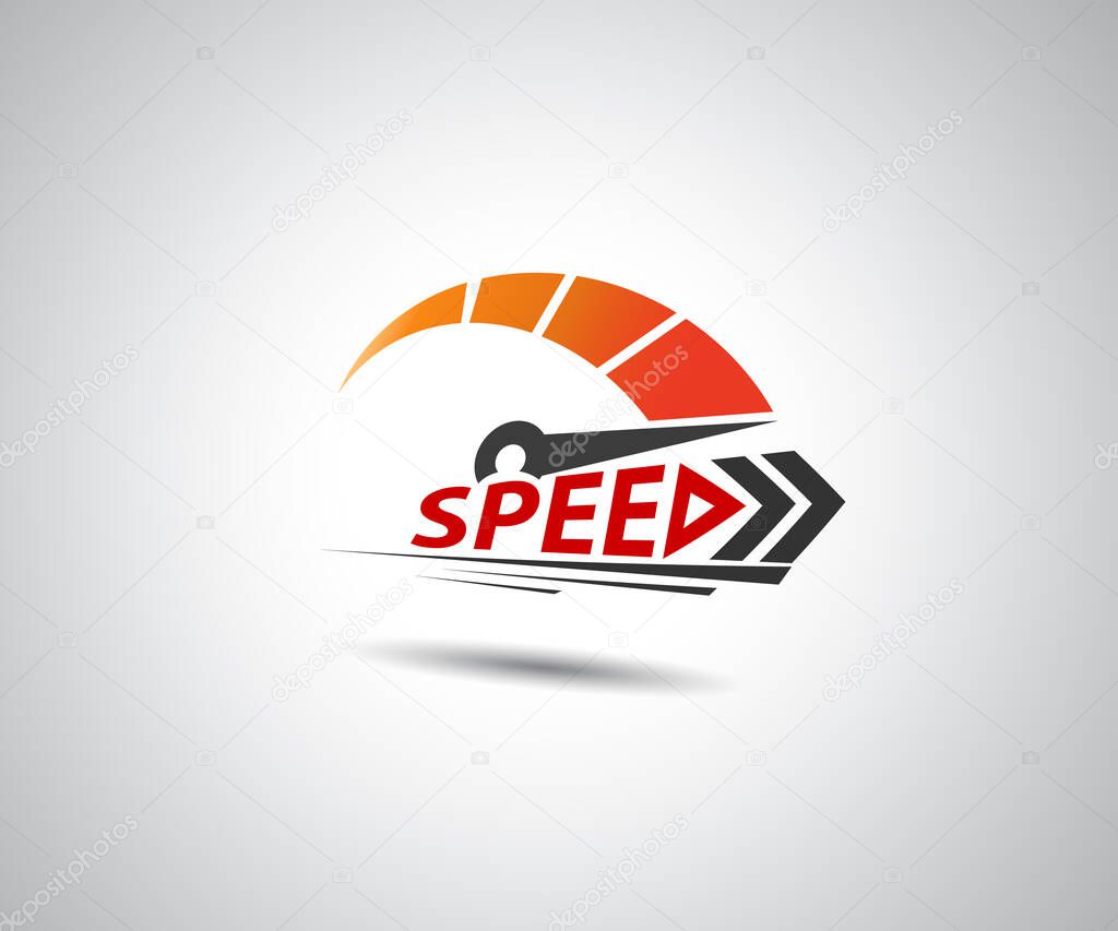 Speed, vector logo racing event, with the main elements of the modification speedometer