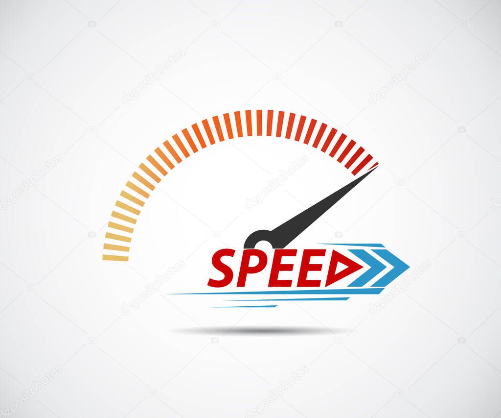 Speed, vector logo racing event, with the main elements of the modification speedometer