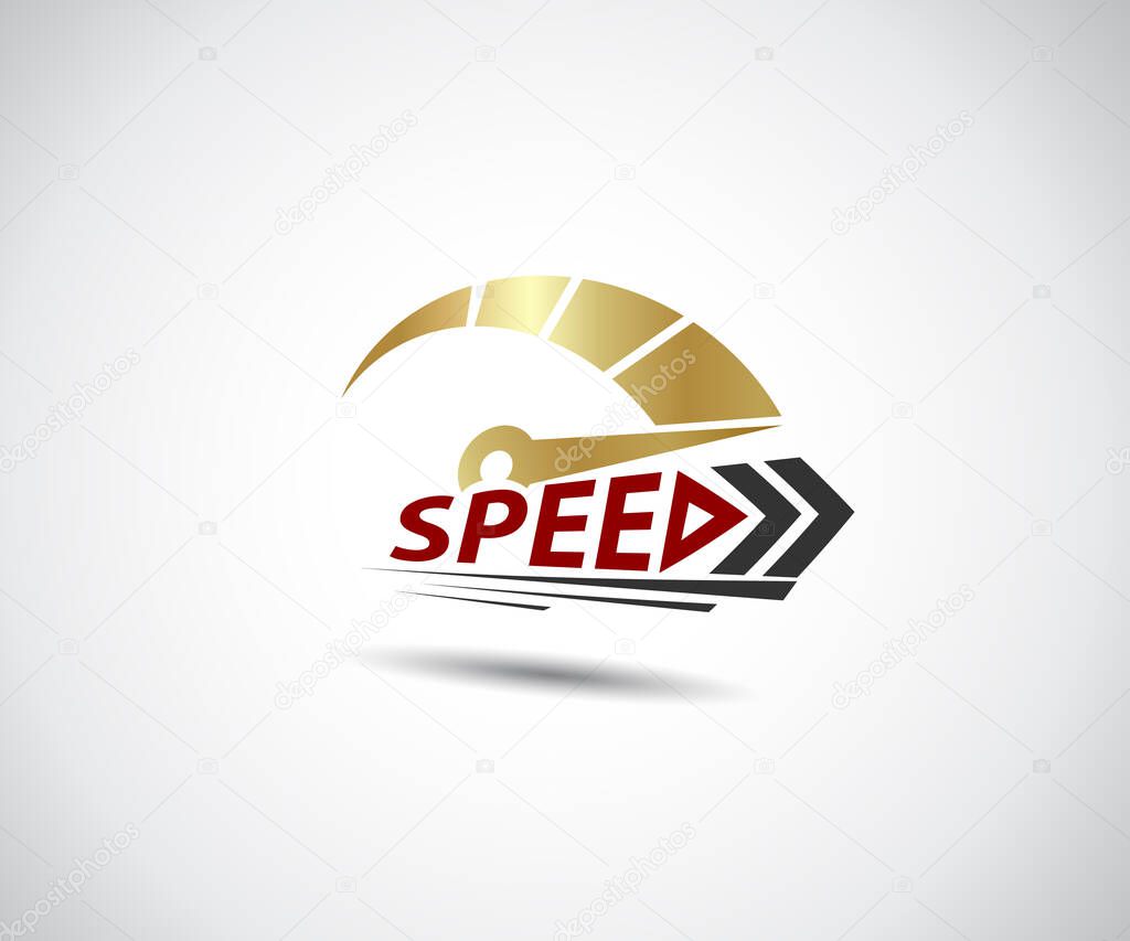 Speed, vector logo racing event, with the main elements of the modification speedometer