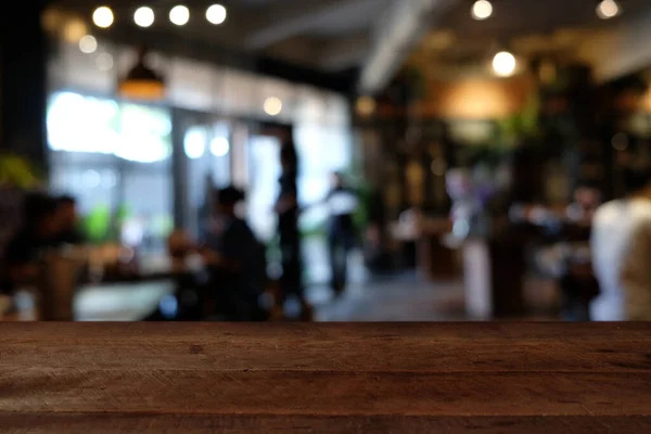 Wood Table Blur Cafe Coffee Shop Bar Resturant Background Can — Stock Photo, Image