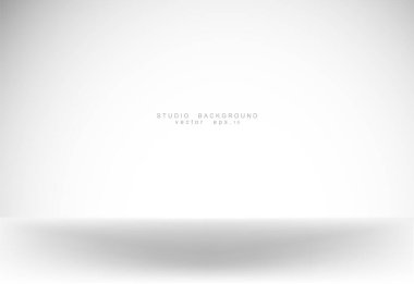 Beyaz gri gradyan stüdyo odası arka planı, duvarında koyu ve aydınlık duvar ve zemin dokusu soyut, boş alan ürünlerinizi sergilemek için kullanılabilir. Resim Vektörü EPS 10