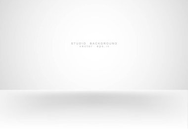 Beyaz gri gradyan stüdyo odası arka planı, duvarında koyu ve aydınlık duvar ve zemin dokusu soyut, boş alan ürünlerinizi sergilemek için kullanılabilir. Resim Vektörü EPS 10