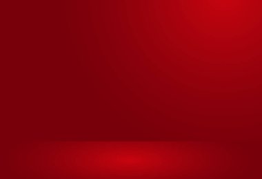 Boş kırmızı renkli stüdyo odası, lüks arka plan. Görüntü ürünleri tasarım şablonu, Vektör illüstrasyonu için arka plan olarak kullanılan soyut gradyan kırmızısı