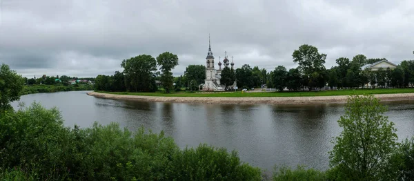 Vologda panorama view from the Kremlin from the high Bank — Stock Photo, Image