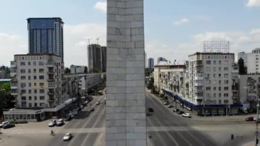 4k video big city Kyiv Ukraine. Victory Avenue square shot on quadcopter. Lifestyle travelling. Tourism. Kiev is the capital of Ukraine