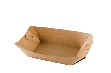 Boş alanı olan yiyecek için eko doğal plaka. Beyaz arka planda tek kullanımlık ekolojik aletler. Gezegenin sürdürülebilirliği. Bambu ve bagaj lifinden yapılmış karton bir tabak..