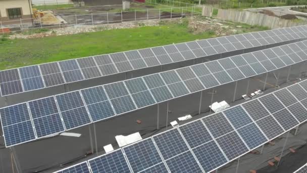 Células Solares Drone Planta Energia Painéis Solares Alternativos Sustentabilidade Planeta — Vídeo de Stock
