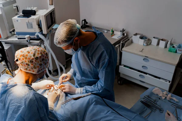 Cirugía Plástica Blefaroplastia Para Modificar Región Ocular Cara Clínica Médica — Foto de Stock