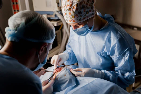 Operação Cirurgia Plástica Blefaroplastia Para Modificar Região Ocular Rosto Clínica — Fotografia de Stock