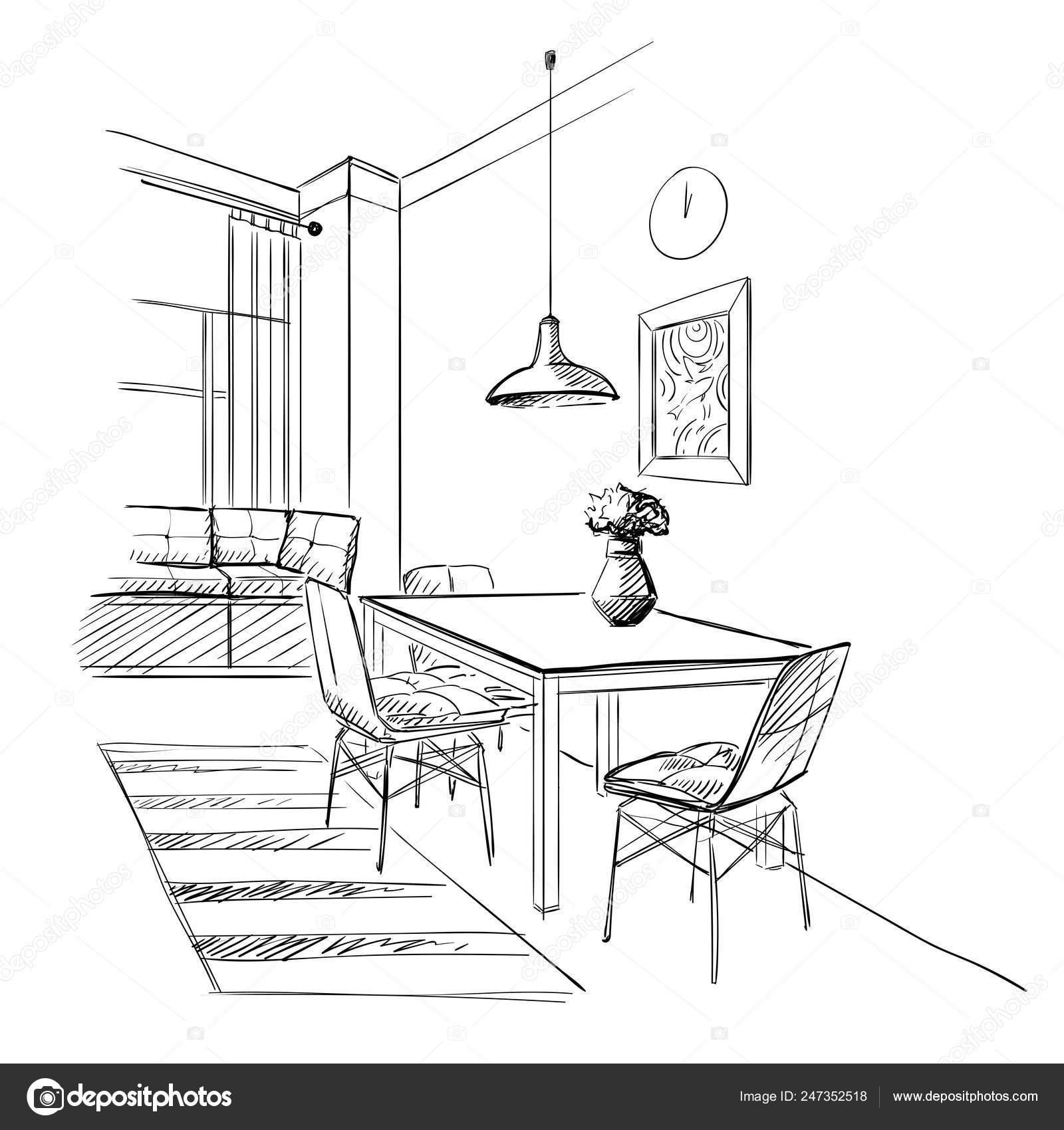 Illustration Kitchen Table Stock Vector by ©AVD_88 247352518, image size:1600x1700