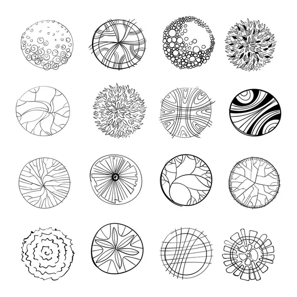 Set Hand Drawn Trees Plan Royalty Free Stock Illustrations