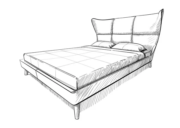 Doble cama vector ilustración — Vector de stock