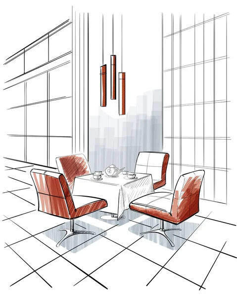 Interior moderno y simple café . — Vector de stock