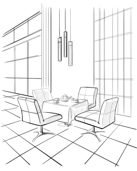 Interior moderno y simple café . — Vector de stock