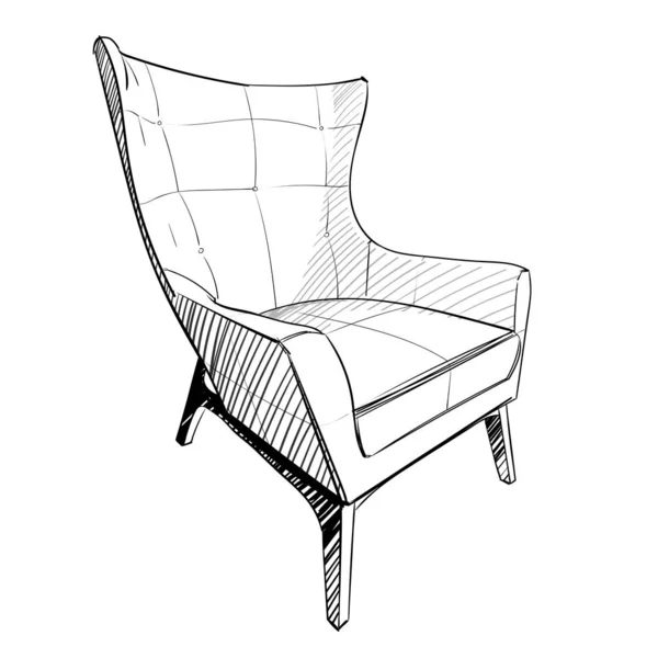 Interior moderno. silla de dibujo a mano . — Vector de stock