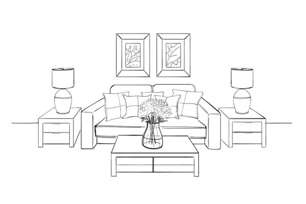 Эскиз интерьера гостиной
.