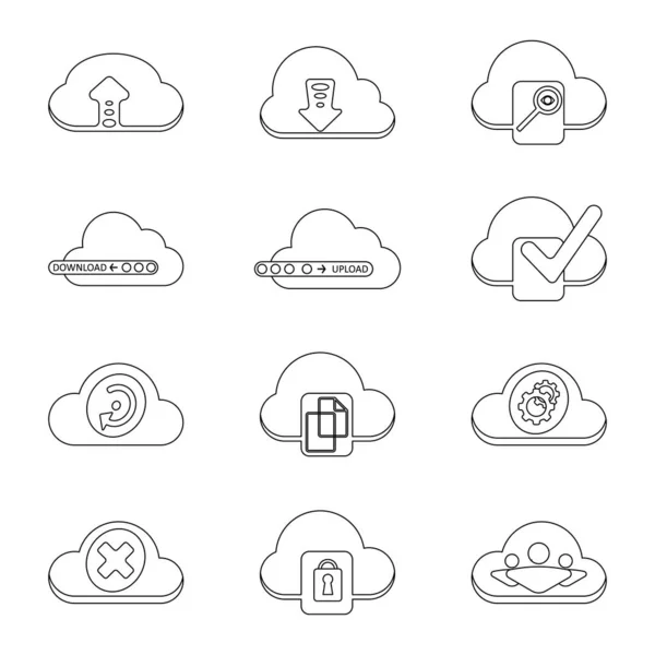 Iconos de red de computación en nube — Vector de stock