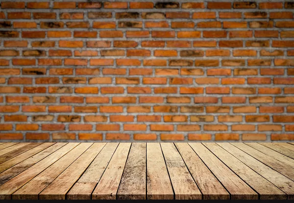 Old Wood Plank Abstract Old Brick Wall Background Product Display — Stock Photo, Image