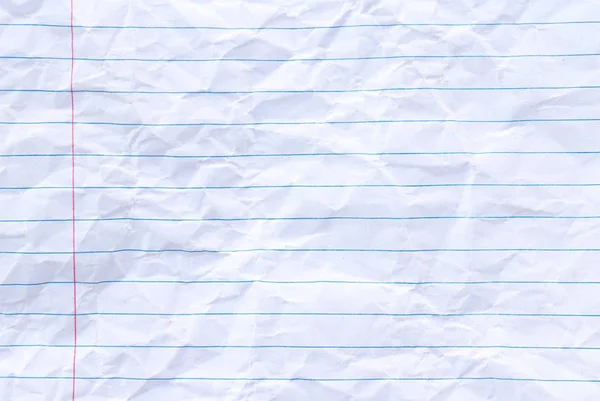 Feuille Papier Blanc Froissé Avec Des Lignes Fond Espace Copie — Photo