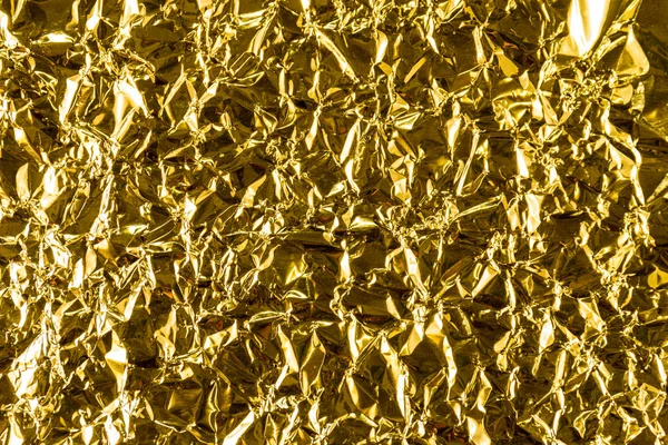 Arruga Oro Brillante Hoja Papel Papel Fondo Espacio Copia — Foto de Stock