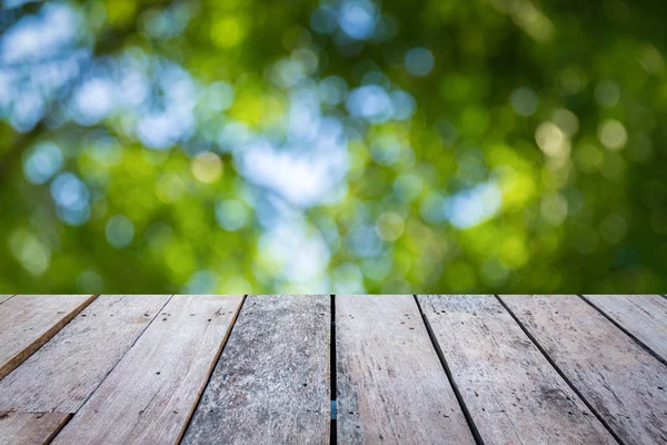 Old Wooden Planks Natural Green Bokeh Abstract Background — Stock Photo, Image