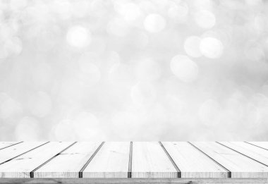 gri parlak bokeh soyut arka plan ve ahşap döşeme zemin 