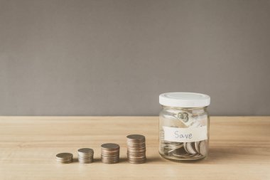 para tasarrufu, cam kavanoz ve yığınları sikke