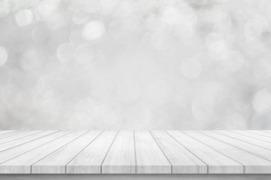 gri parlak bokeh soyut arka plan ve ahşap döşeme zemin 