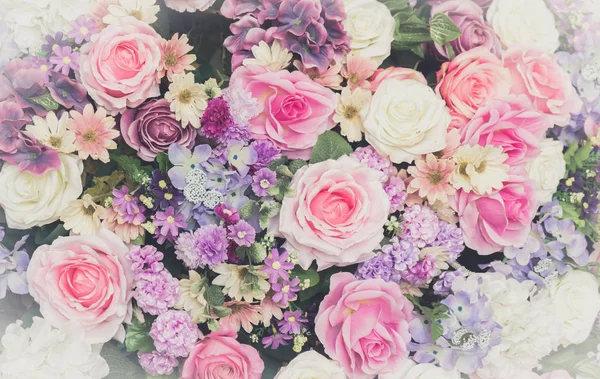 Mooi Boeket Met Rozen Gearchiveerde Bloemen — Stockfoto