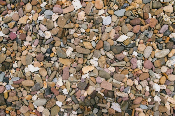 Pedras Praia Seixos Castanhos Textura Fundo — Fotografia de Stock