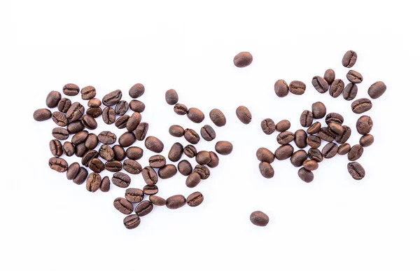 Top View Roasted Coffee Beans Isolated White Background — Stock Photo, Image