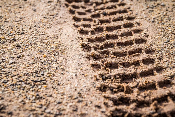 Motorcycle Tire Track Print Sand Selective Focus — Stock Photo, Image