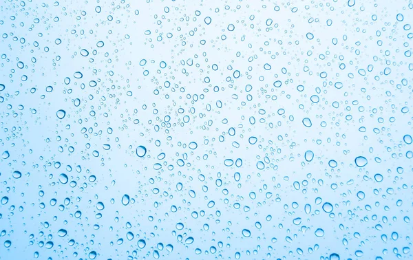 Bleu Gouttes Eau Sur Verre Gouttes Pluie — Photo