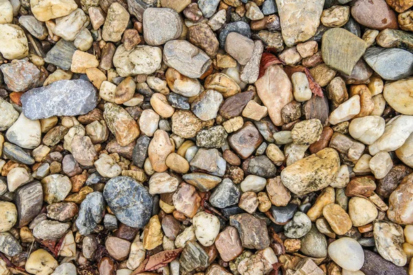 Plaj taşları, kahverengi çakıl dokusu ve arka plan 