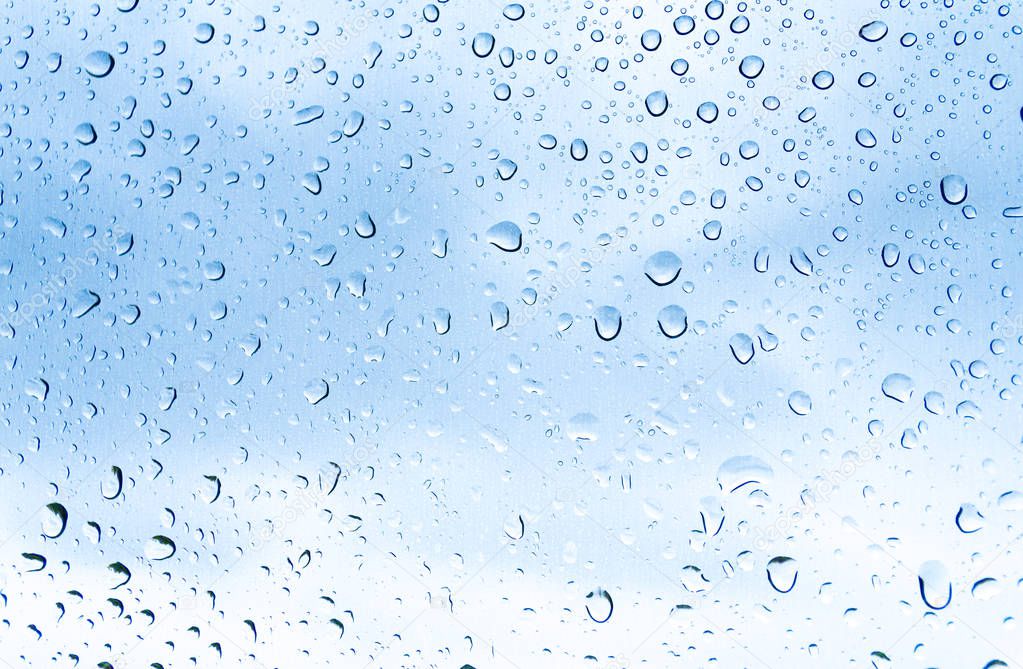 Water drops on glass, rain drops