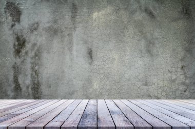 çimento duvar doku arka plan ile eski ahşap tahta zemin 