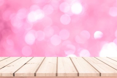 Soyut pembe bokeh arka plan ile Ahşap plakalar tablo 
