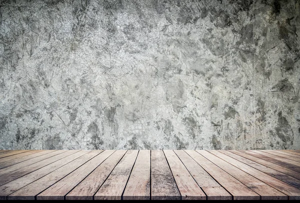 old wood plank floor with cement wall texture background