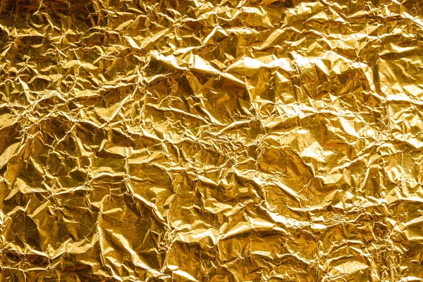Crumpled Fundo Textura Folha Ouro — Fotografia de Stock