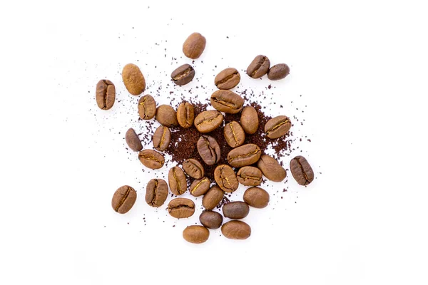 Top View Coffee Beans White Surface — Stock Photo, Image