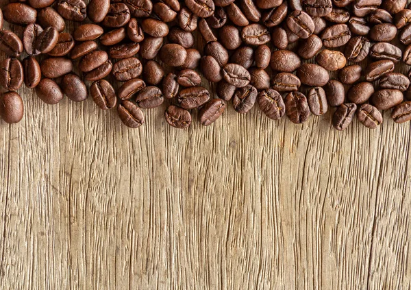 Chicchi Caffè Sfondo Legno Vecchio — Foto Stock