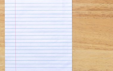 Tahta Arkaplanda Boş Not Defteri Sıralı Kağıt