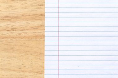 Tahta Arkaplanda Boş Not Defteri Sıralı Kağıt