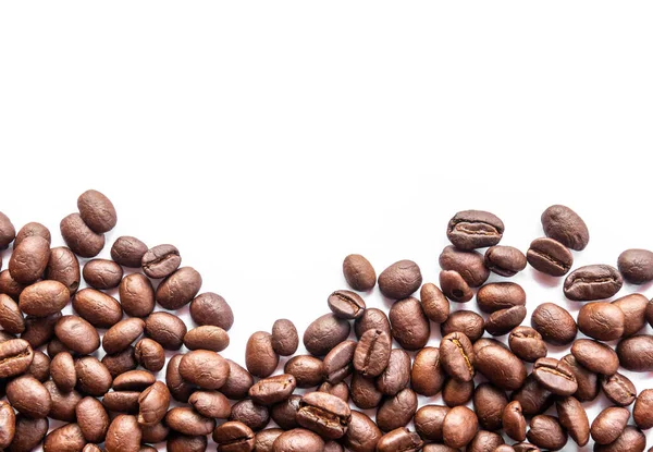 Palone Brązowe Ziarna Kawy Izolowane Białym Tle Widok Góry — Zdjęcie stockowe