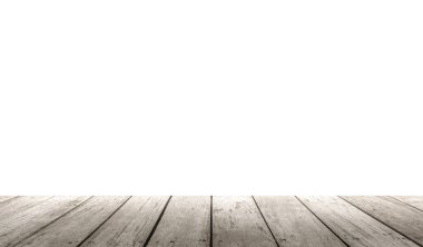 boş beyaz arkaplan ile ahşap zemin