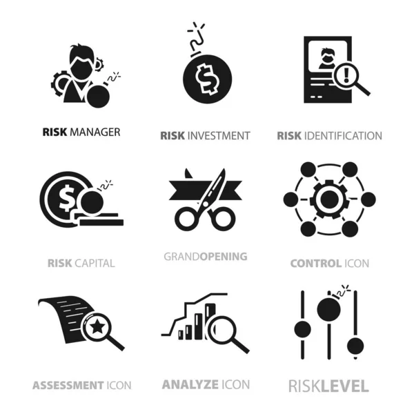 Business Icon Set Risk Management Risk Investment Level Risk — Stock Vector