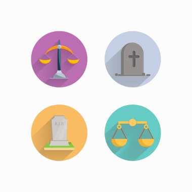 Graves düz ikon, ölüm düz ikonu uzun gölgeli, mezar