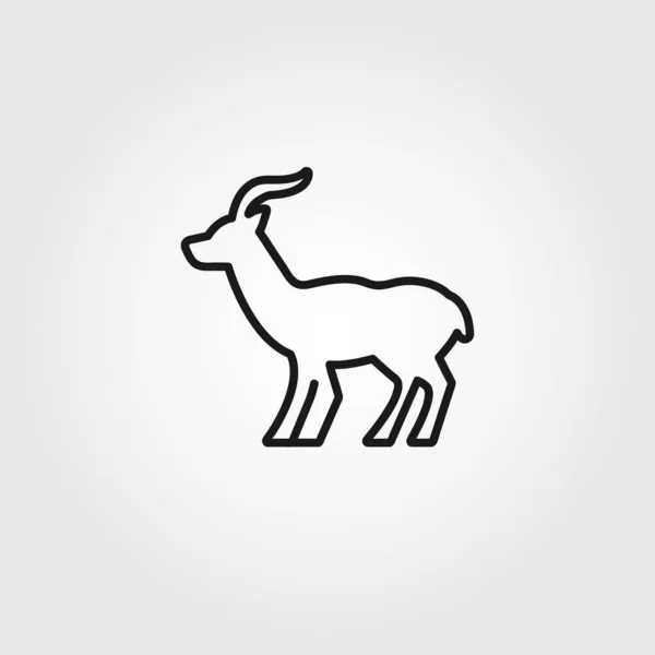 Antelope Vektor Linje Ikon Vit Bakgrund — Stock vektor