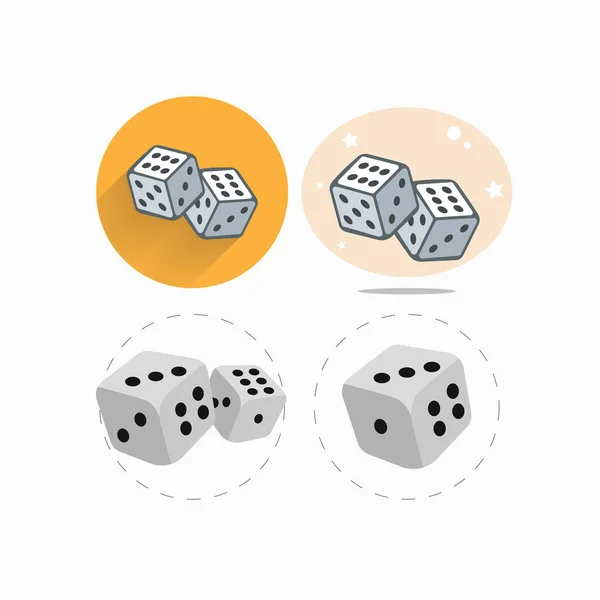 Dados Cubos Icono Plano Conjunto Con Sombra Larga Jugar Dados — Vector de stock